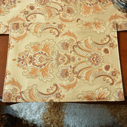 NYSMXF Gold Placemats for Dining Table Set of 4 Table Runner Luxury Thick Lined Damask Christmas Holiday Lace Beaded Cloth Runners (Gold, 4 Piece 13×18 Placements)