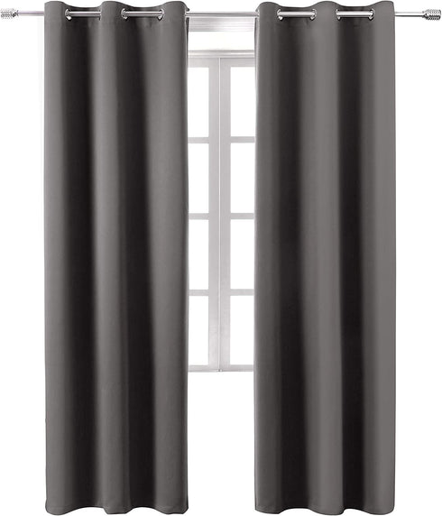 WONTEX Blackout Curtains Room Darkening Thermal Insulated with Grommet Window Curtain for Living Room, 38 x 84 inch, Grey, 2 Panels