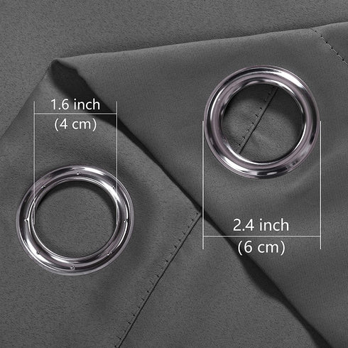 WONTEX Blackout Curtains Room Darkening Thermal Insulated with Grommet Window Curtain for Living Room, 38 x 84 inch, Grey, 2 Panels
