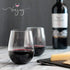 Vinjoy Unbreakable Stemless Red and White Plastic Wine Glasses 16 Ounce (Set Of 4) - Extra Durable - Reusable Shatterproof Tritan Indoor Outdoor Party Cups - Dishwasher Safe - Bar Glassware