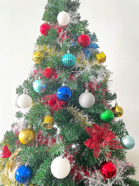 Christmas Balls Ornaments?24 Pcs Shatterproof Christmas Tree Decorations Hanging Ball for Xmas Tree Holiday Wedding Party Decoration 2.36" ( 60mm ) Set (Silver & Blue)