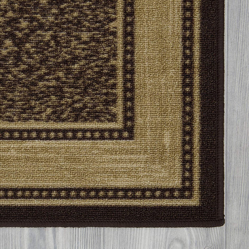 Ottomanson Contemporary Bordered Ottohome Rug, 20 in x 59 in, Chocolate Brown
