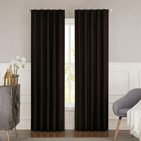 WEST LAKE Brown Linen Blackout Curtain 63 Inches Silk Thermal Insulated Backtab Living Room Window Curtain Noise Reducing Window Treatment Drape for Bedroom Kid Room Nursery 42" Wx63 L,1 Panel