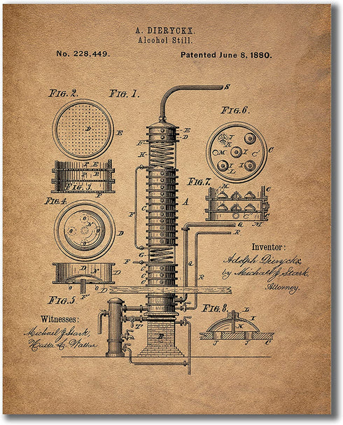 Whiskey Patent Wall Art Prints - Set of 6 Vintage Whisky Photos