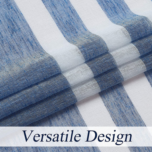 WEST LAKE Stripe Sheer Curtain Panels Color Block Farmhouse Window Treatment Drapery Sets Colorblock for Bedroom,Balcony,Living Room,Rustic Rod Pocket Design 40Wx63L,2 Panels,Blue and White