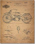 Harley Davidson Patent Prints (8 inches x 10 inches - Set of 6 Prints)