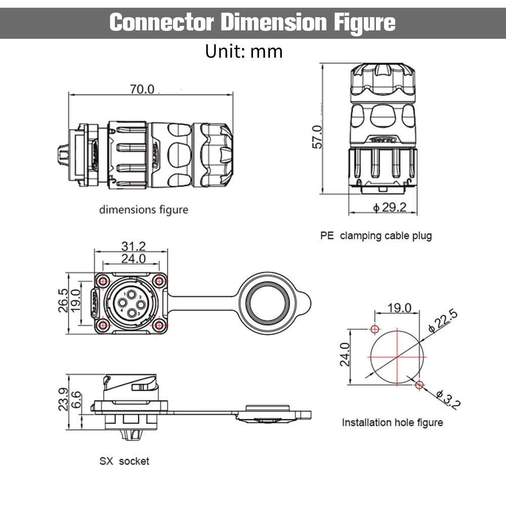 4 Pin Connector, Waterproof Industrial Solder Connector, Aviation Wire ...