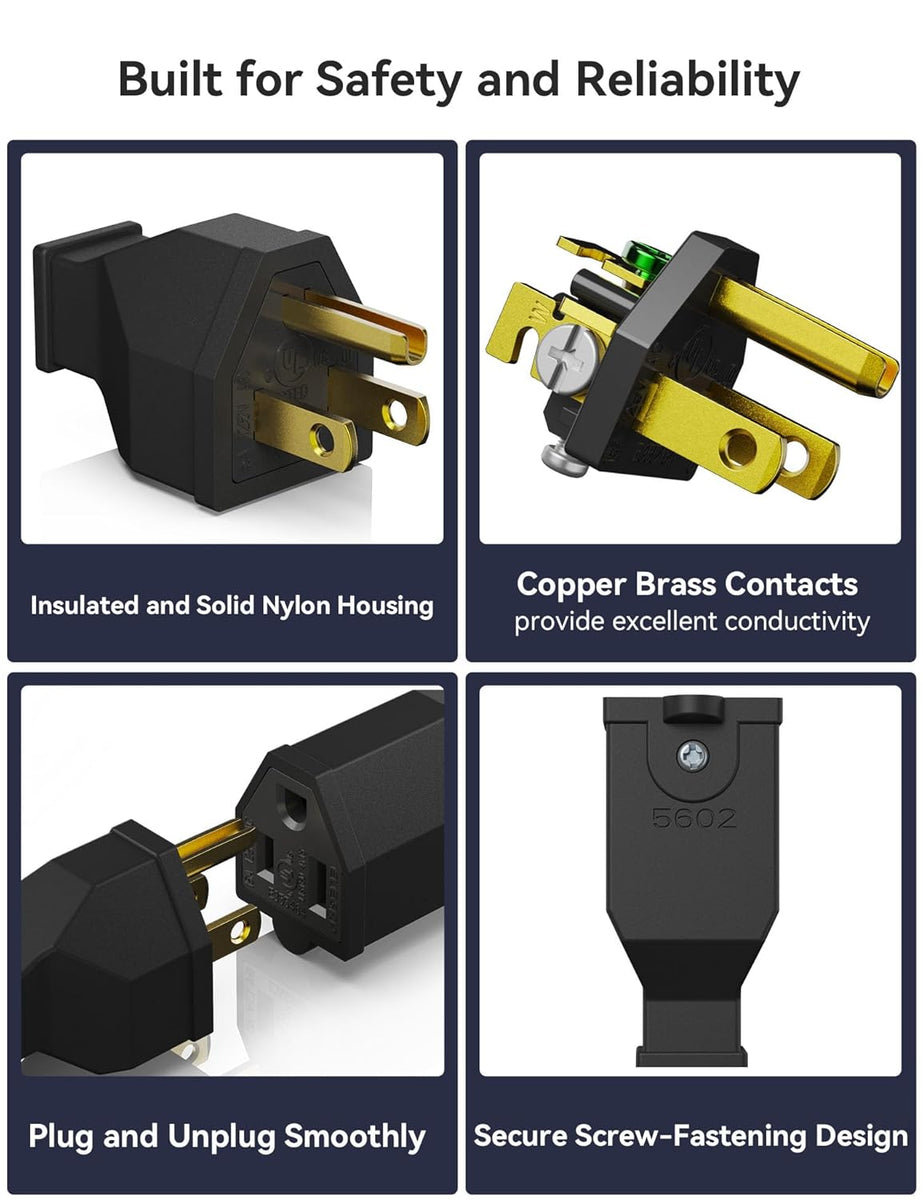 ELEGRP Extension Cord Ends Male and Female Replacement Plug and ...