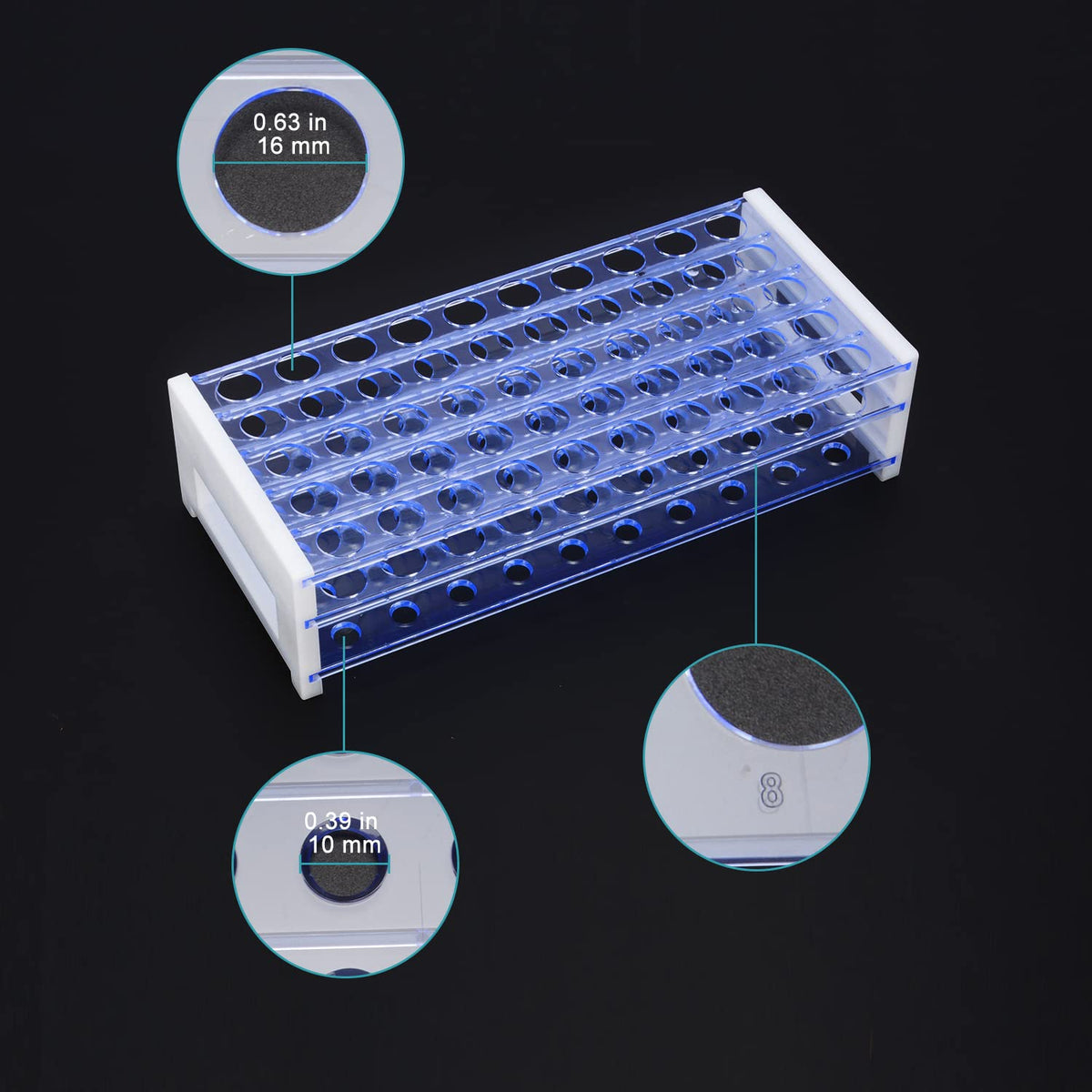 stonylab Test Tube Rack, 3-Tier Detachable Blue Plastic Test Tube Rack ...