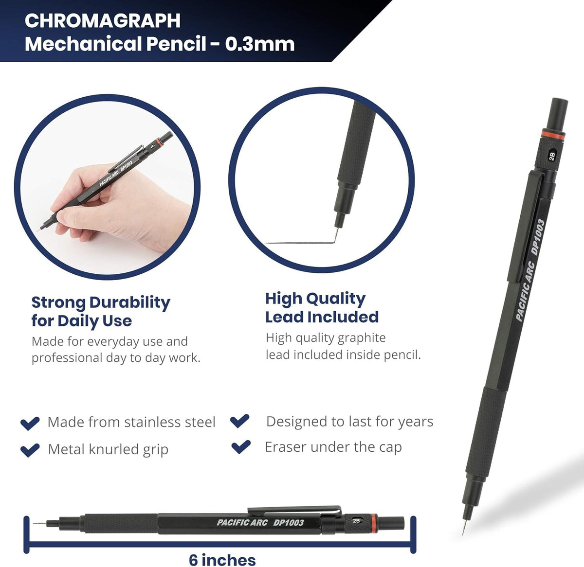 Pacific Arc Chromagraph Metal Mechanical Pencil .3 mm Black Barrel ...