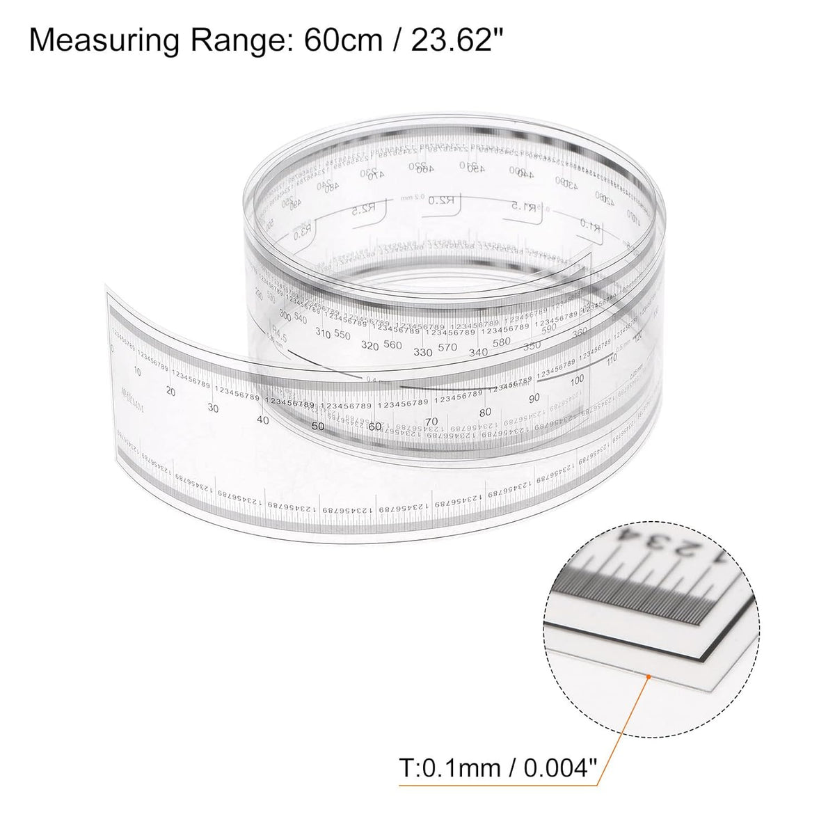 HARFINGTON 2-Pack Film Flexible Ruler – 10cm, 0.1mm Scale, PET Clear Plastic Folding Ruler With R Angle For Factory And Lab Use