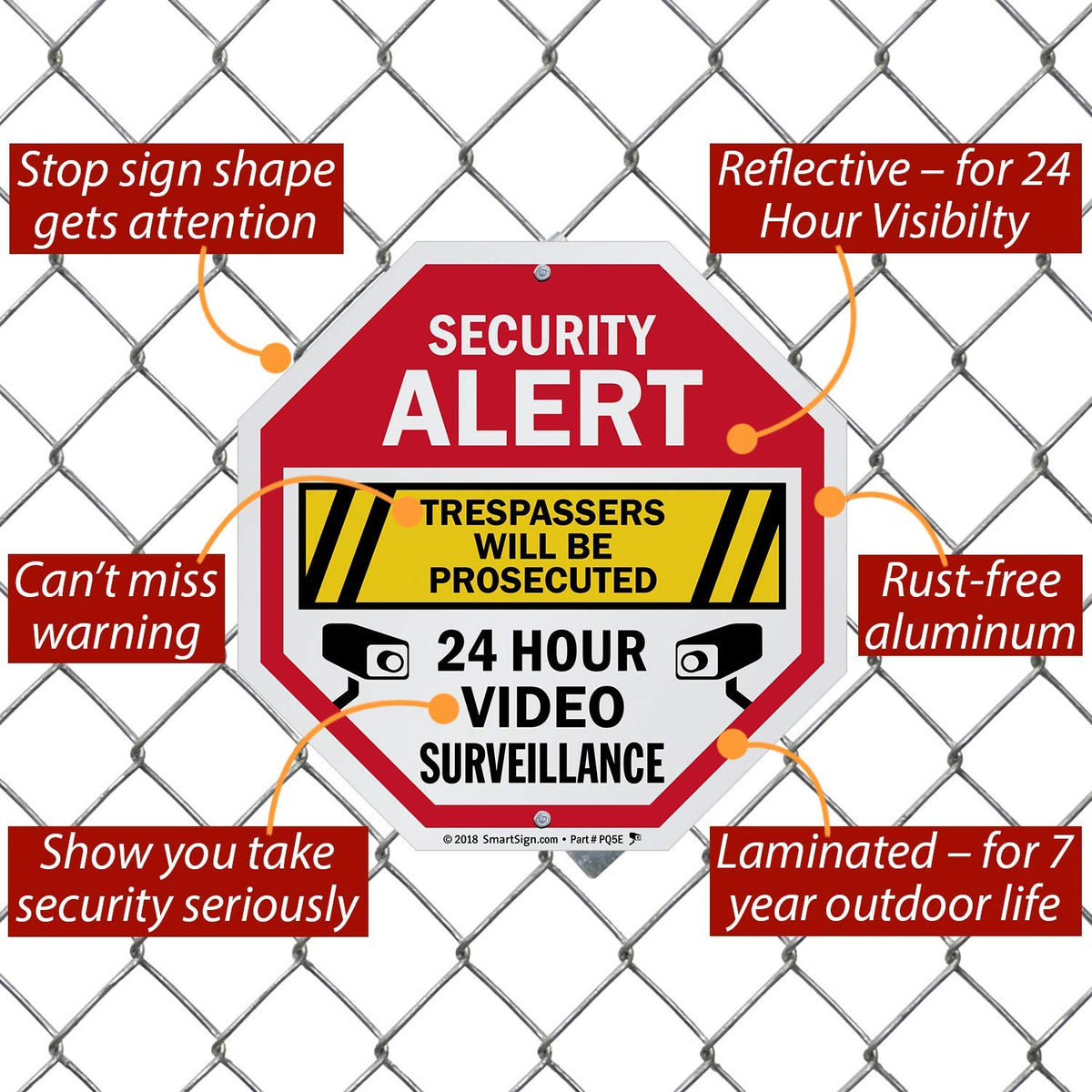 SmartSign Security Alert Sign - Trespassers Will Be Prosecuted, Video ...
