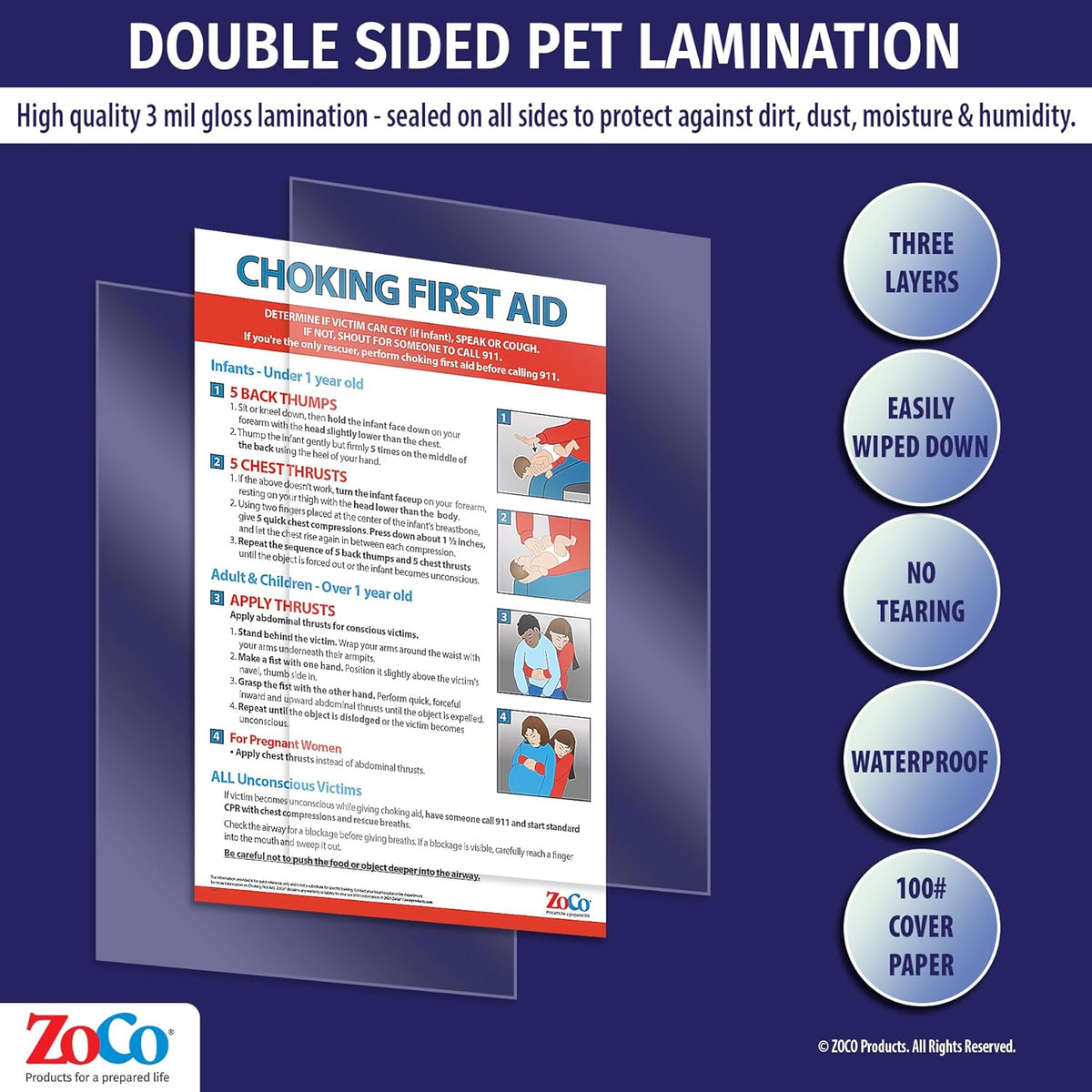 ZOCO – Choking First Aid Poster – Heimlich Maneuver Chart for Infant ...