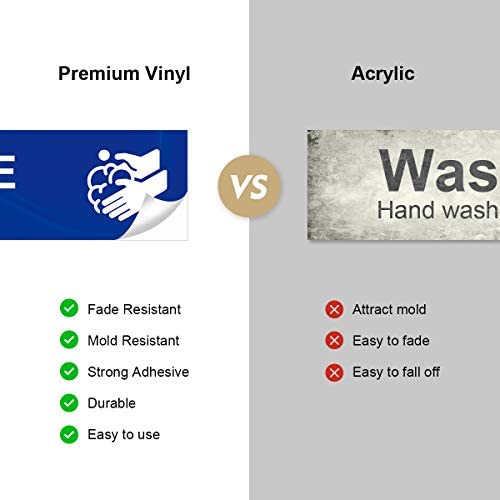 Wash Rinse Sanitize Sink Labels, Hand Wash Only Sign, 4 Pack 3 Compart ...