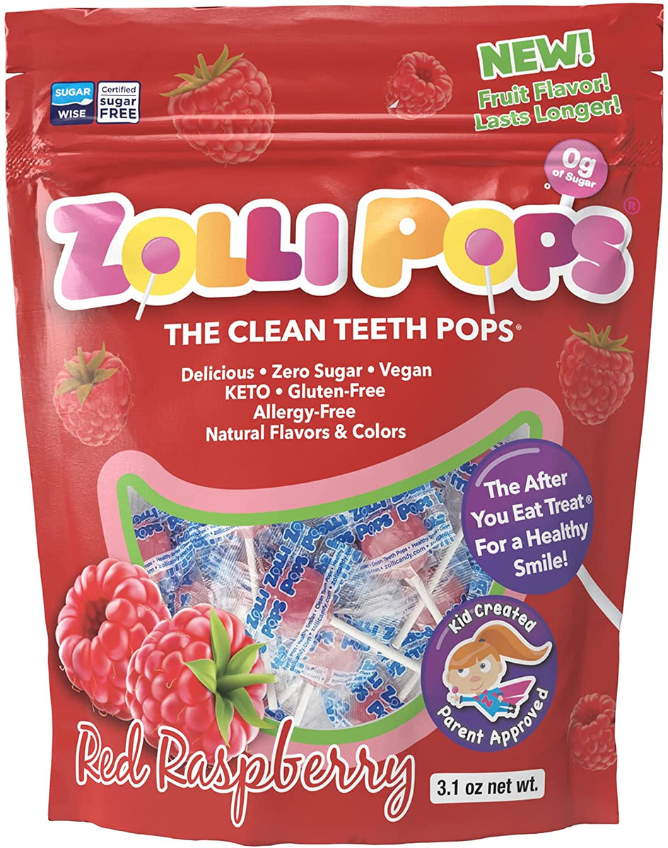 Tooth In Raspberry Zollipops The Clean Teeth Pops, Anti Cavity Lollipops, RASPBERRY (3.1 ...